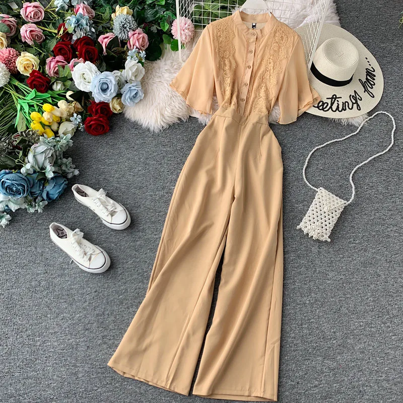 Женский комбинезон с широкими штанинами весна лето 2020|Женские комбинезоны| |