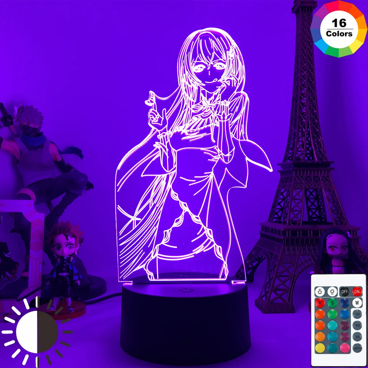 

Led Night Light Anime Re Zero Echidna for Bedroom Decor Birthday Gift 3D Night Lamp Echidna Light Re Zero Drop Shipping Gadget