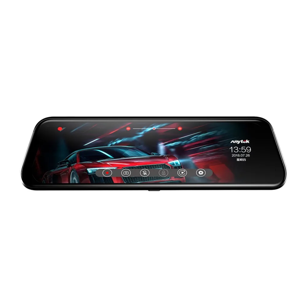 Anytek T12+ 9,66 дюймов сенсорный экран DVR Автомобильная камера с двойным объективом видеорегистратор для вождения ночное видение зеркало заднего вида