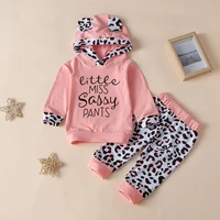 2020 talloly new girls pink letters cute style long sleeved hoodie leopard pants suit