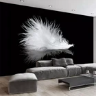 Фотообои на заказ, самоклеящиеся, современные, простые, черно-белые, с перьями, для гостиной, столовой, творческая живопись