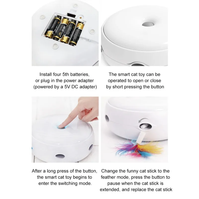 

Pet Interactive Turntable Feather Toys for Cats Kittens Automatic Electric Tease Toy 3 Replacement Feather