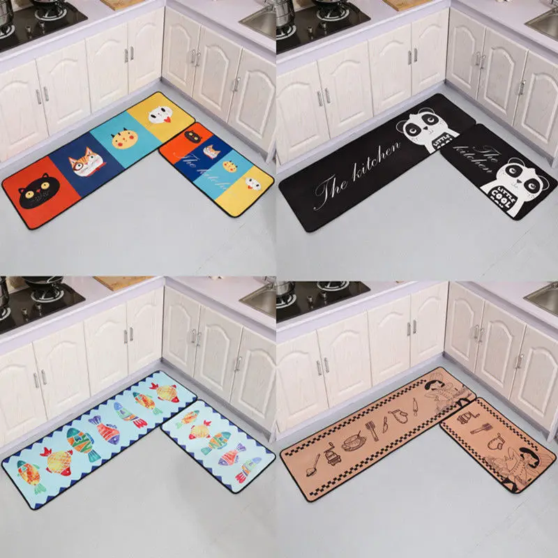 

Hot Sale Kitchen Mat Cartoon Cute Element Anti-slip Bathroom Mats Strip Entrance Doormat Home Living Room Dining Floor Table Rug