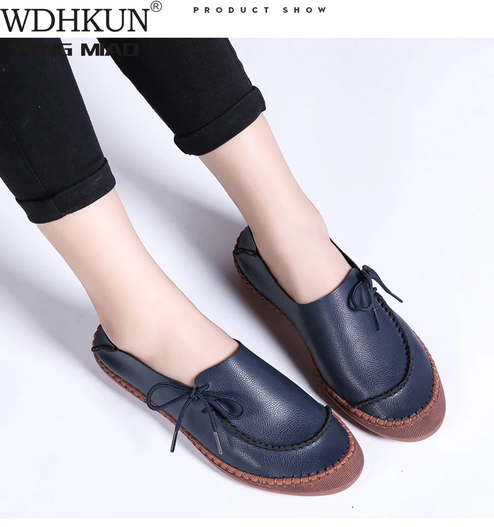 

Women Ballet Flats Shoes New Genuine Leather Flat Slip-on Shoes Woman Loafers Soft Breathable Casual Ladies Shoes Round Toe