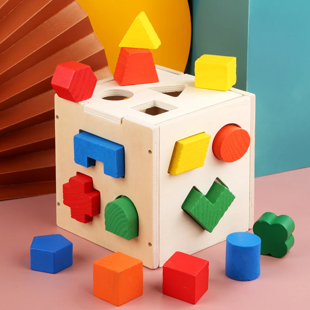 

Детская игрушка для раннего развития для малышей, игра для укладки, форма, распознавание цветов, набор деревянных строительных блоков, легк...