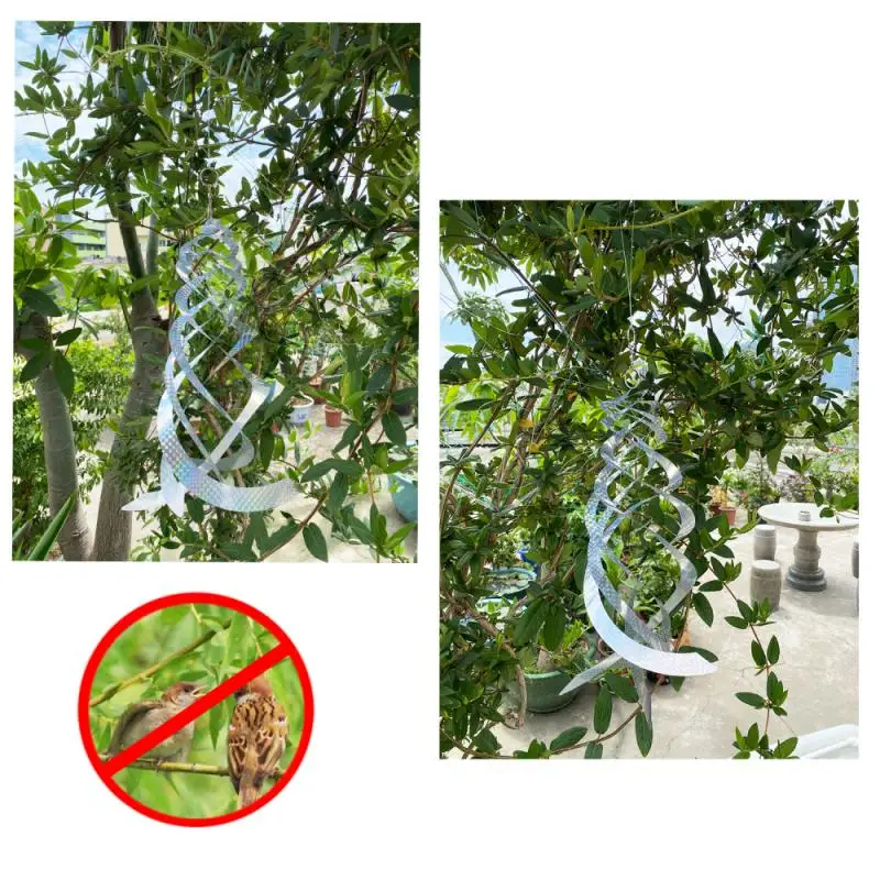 3 шт. Портативный птица репеллент спираль отражатели Серебряная майлара вертушка