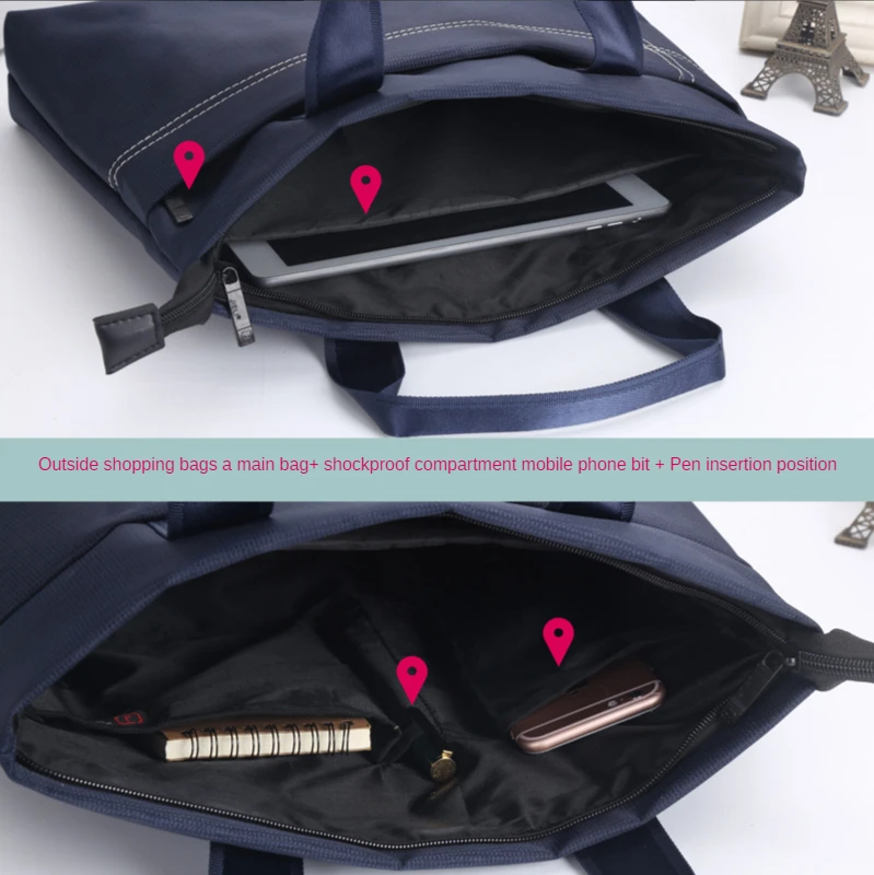 Large capacity Waterproof  Briefcase A4 Documents Bags 14 Inch Laptop Storage Pouchs Portable Office Business Organize Handbag