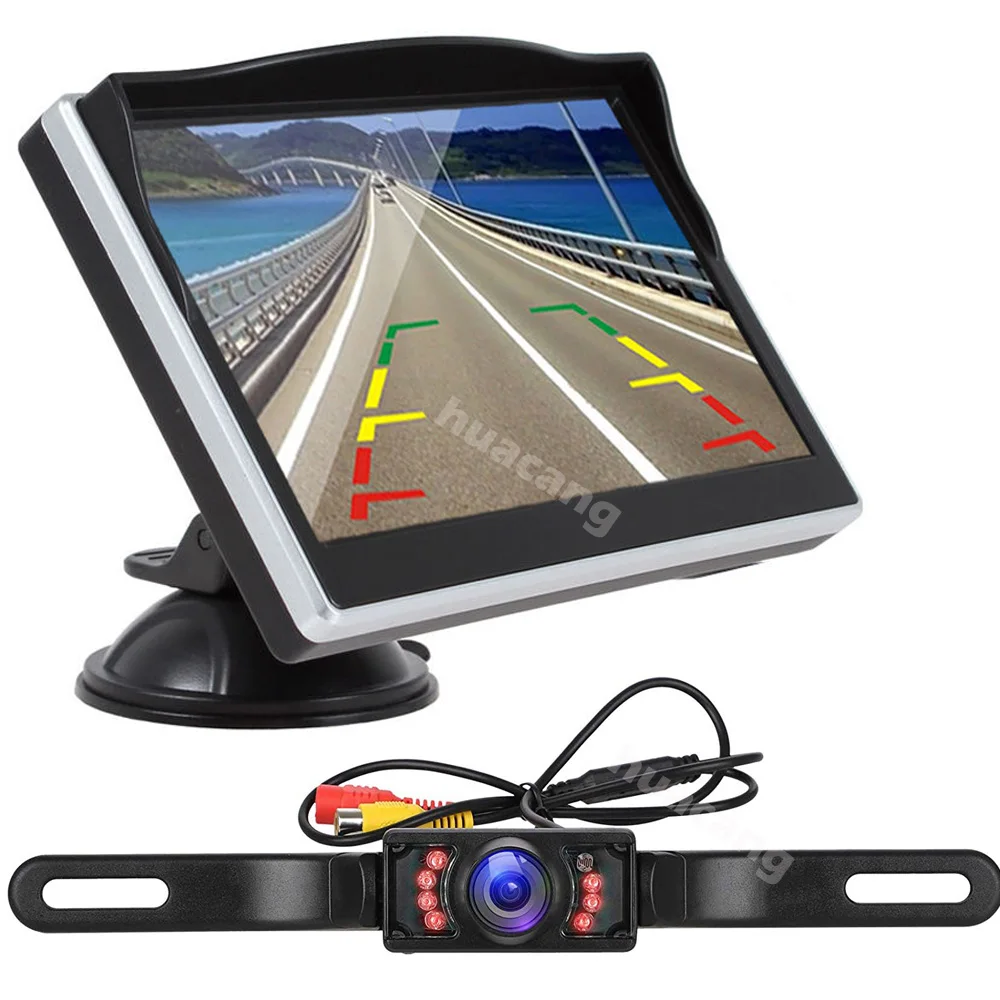 

12V-24V Vehicle Reversing Rear View Waterproof Night Vision Camera +5" TFT LCD Car Monitor