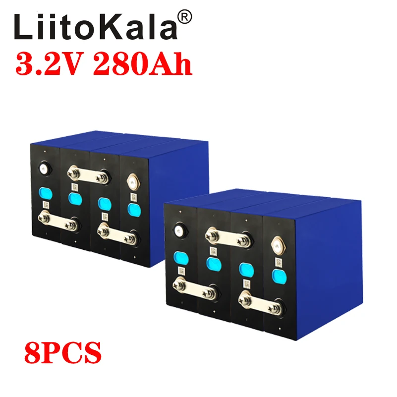 

8pcs LiitoKala LiFePO4 3.2V 280Ah Cells for 24V 280Ah Lifepo4 Battery Home Solar Energy Storage With Bus Bars