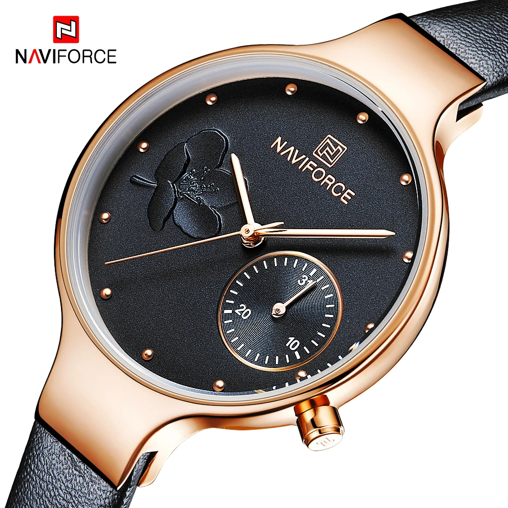 Модные женские кварцевые наручные часы naviforce Top Роскошная марка женская кожаная