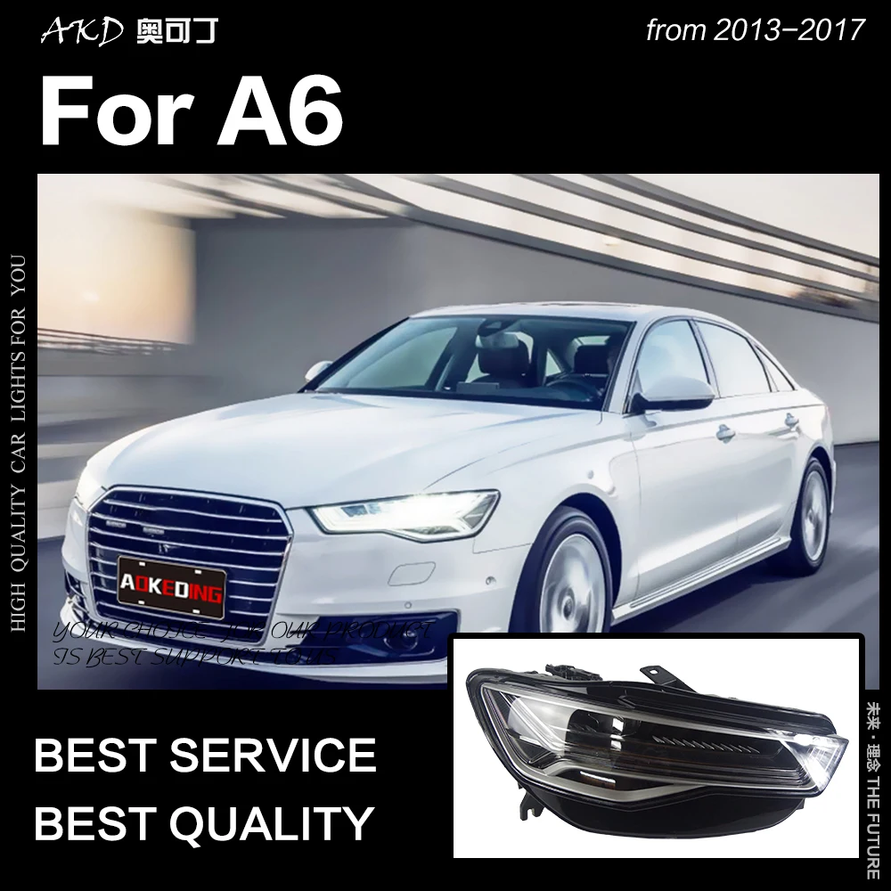 AKD Стайлинг автомобиля для A6 фары 2012 2018 модернизация A6L все светодиодный ные DRL