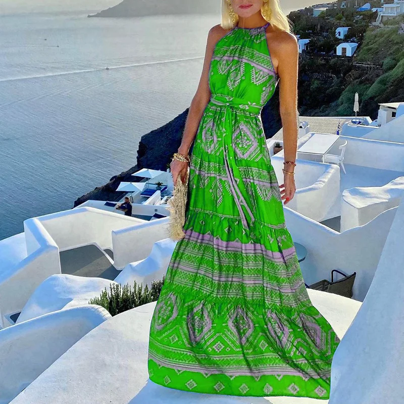 Платье-Макси женское летнее с цветочным принтом на бретельках | Женская одежда