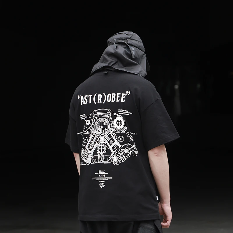 WHYWORKS 20ss летняя Techwear графическая черная футболка astrobe стиль хип-хоп панк Мода |