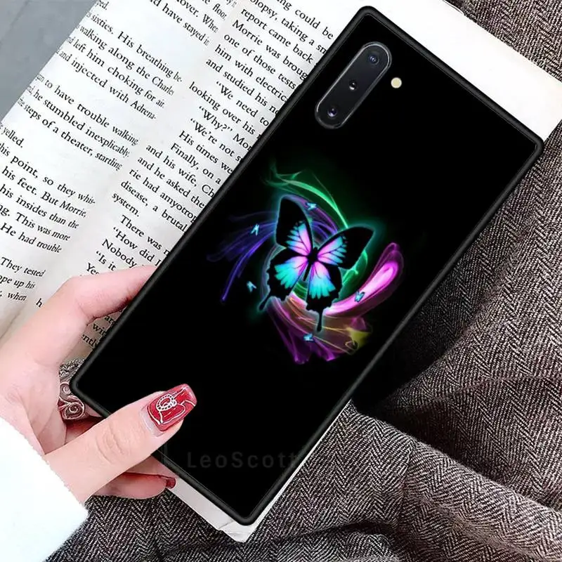 

Bling blue butterfly Phone Case For Samsung Galaxy S8 S9 S10 Plus S10E Note 3 4 5 6 7 8 9 10 Pro Lite cover
