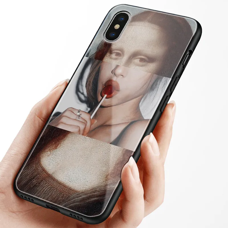 Забавный Модный мягкий силиконовый стеклянный чехол для телефона Mona Lisa Spoof iPhone SE 6