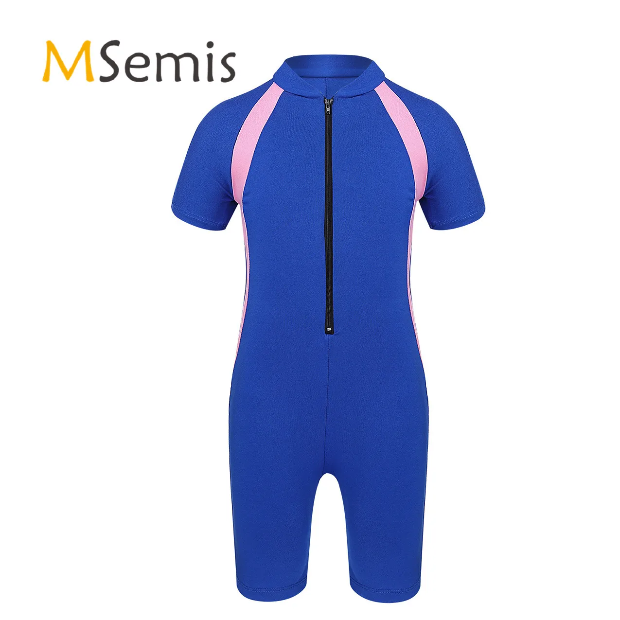 Детский слитный купальник с коротким рукавом на молнии 8-12 дюймов | Спорт и