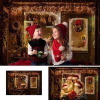 christmas shop wood background for photography christmas tree glitter light children portrait backdrop xmas party photocall