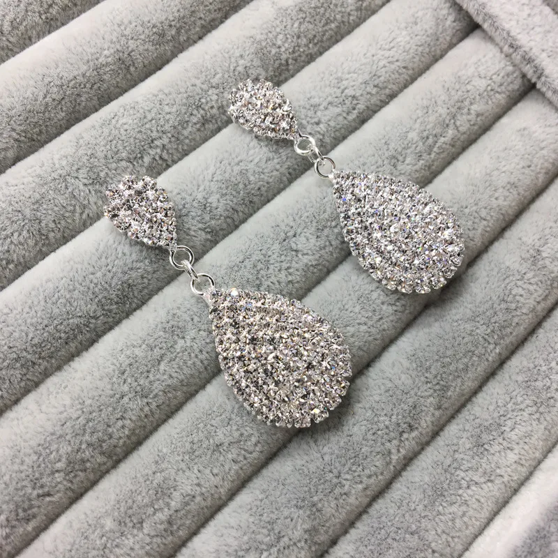 Модные свадебные серьги TREAZY в форме капли с кристаллами висячие для женщин