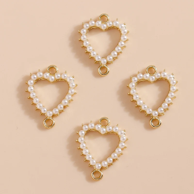 5 шт. подвеска с искусственным жемчугом в виде сердца | Шармы