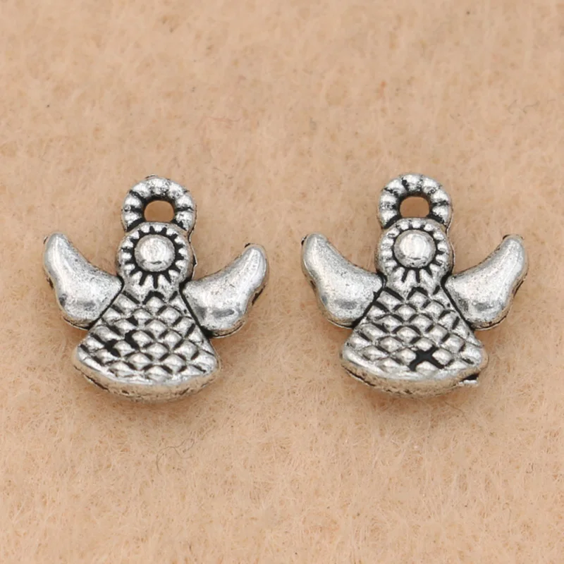 

20pcs Angel Fairy Charm Pendant fit Bracelet Necklace Tibetan Silver Plated Jewelry DIY Making Accessories 10x10mm
