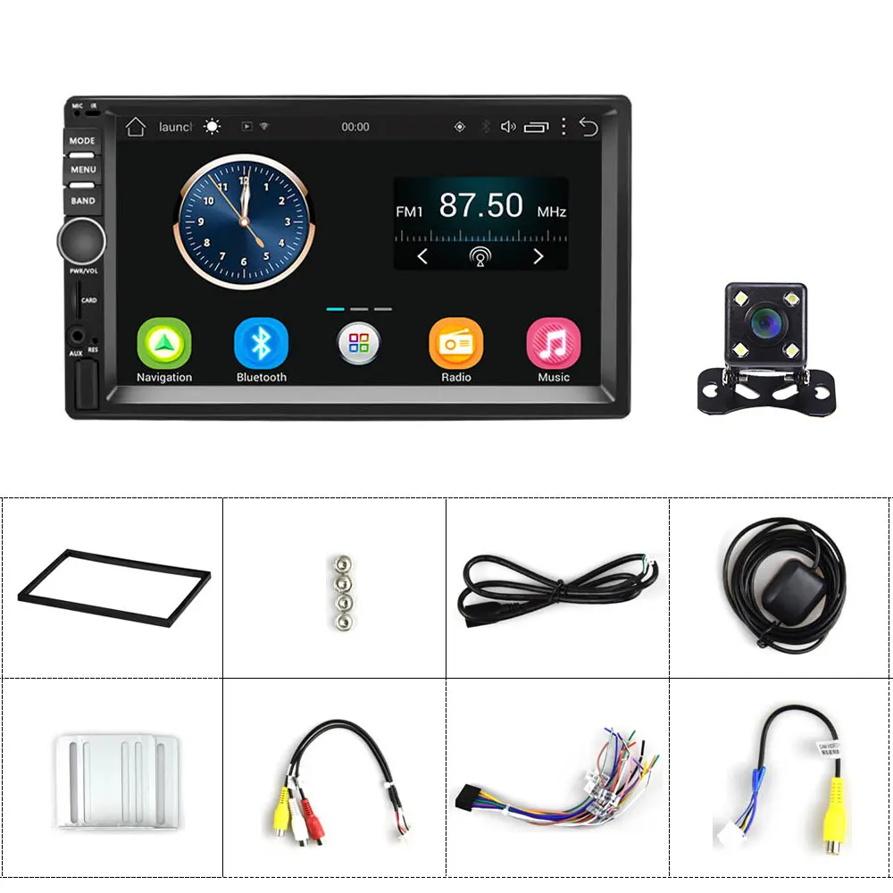 Camecho Android 2 Din автомобильное радио gps Навигация стерео " HD Универсальный Автомобильный плеер Wifi Bluetooth USB Авторадио с камерой/ISO - Цвет: With 4LED Camera