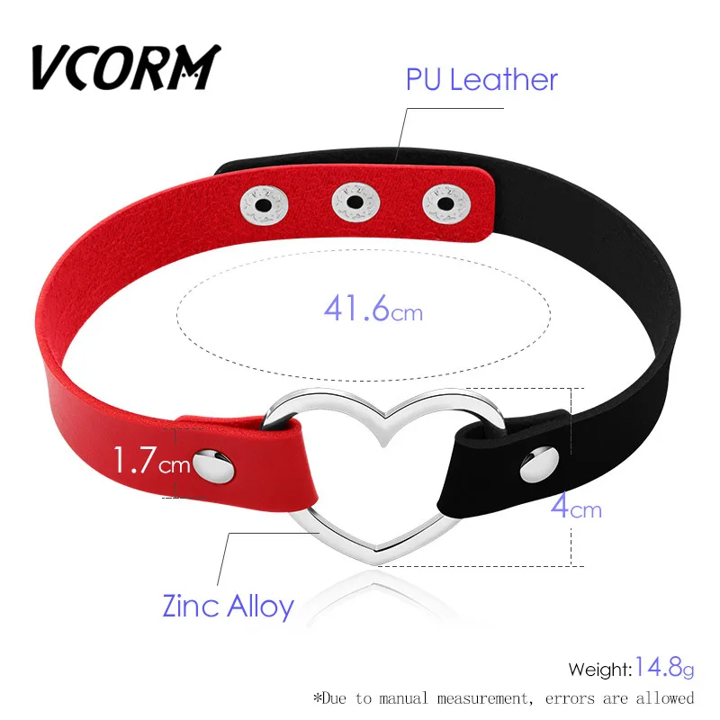 

VCORM Fashion Statement Long Leather Necklaces Torques Choker for Women Engagement Charm Heart Shape Nameplate Necklace Jewelry