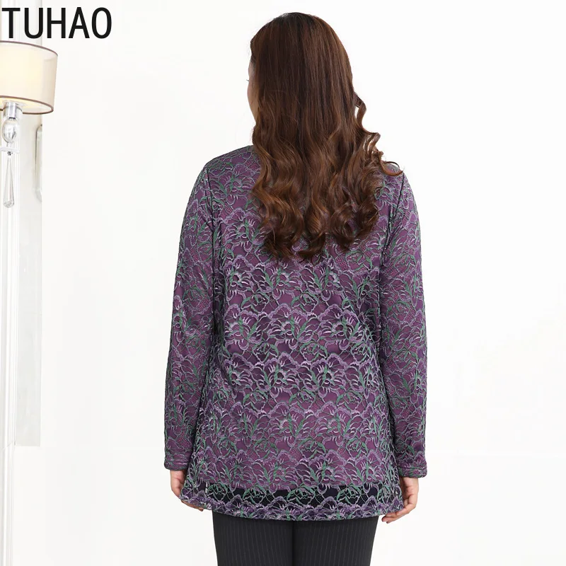TUHAO элегантные 10XL 8XL 6XL 4XL для женщин размера плюс бархат рубашки рубашка осень