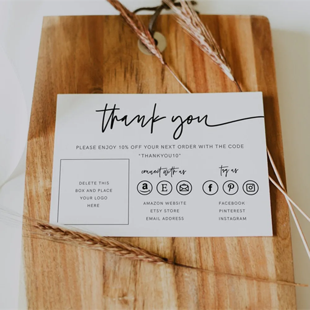 Карточка благодарности для малого бизнеса персонализированная визитная