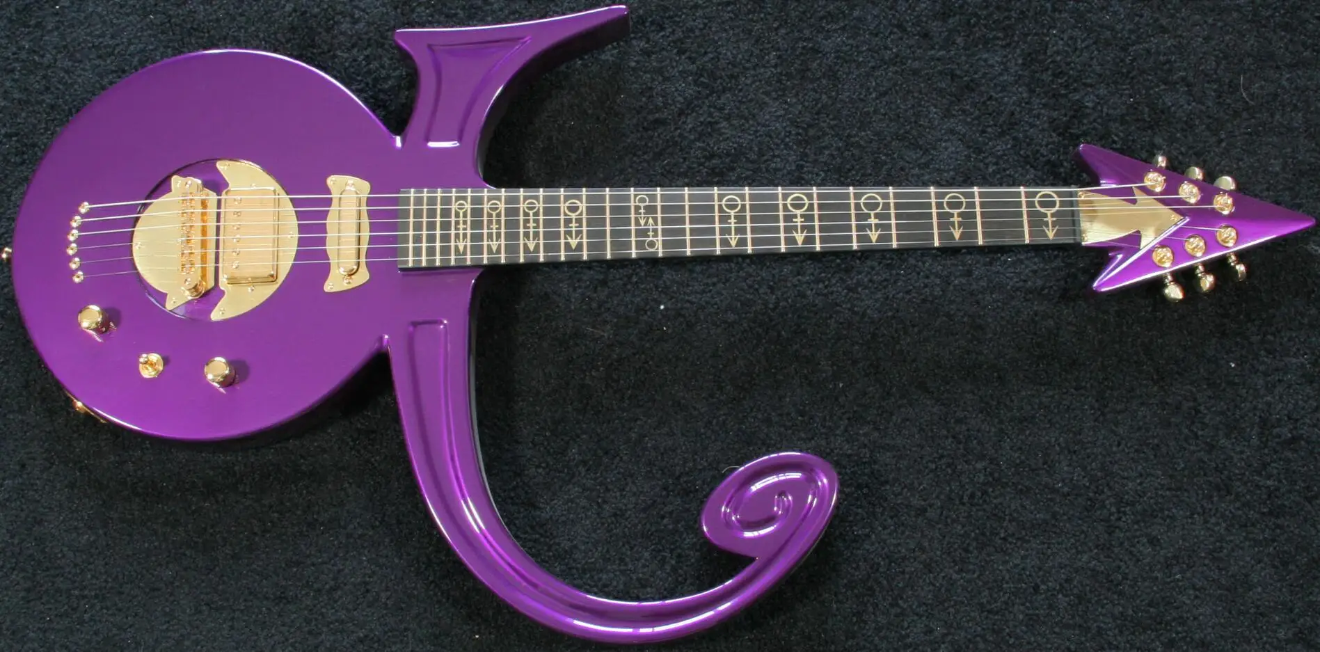 

Rare Shaped Guitar Metallic Purple Rain Prince Symbol Electric Guitar Floyd Rose Tremolo Bridge Gold Hardware Top Selling
