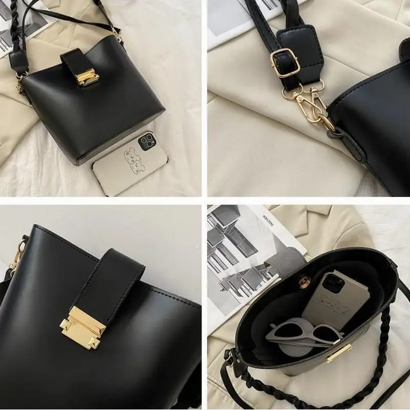 

Small Crossbody Bags for Women Pu Leather Female Messenger Bag Bucket Hasp