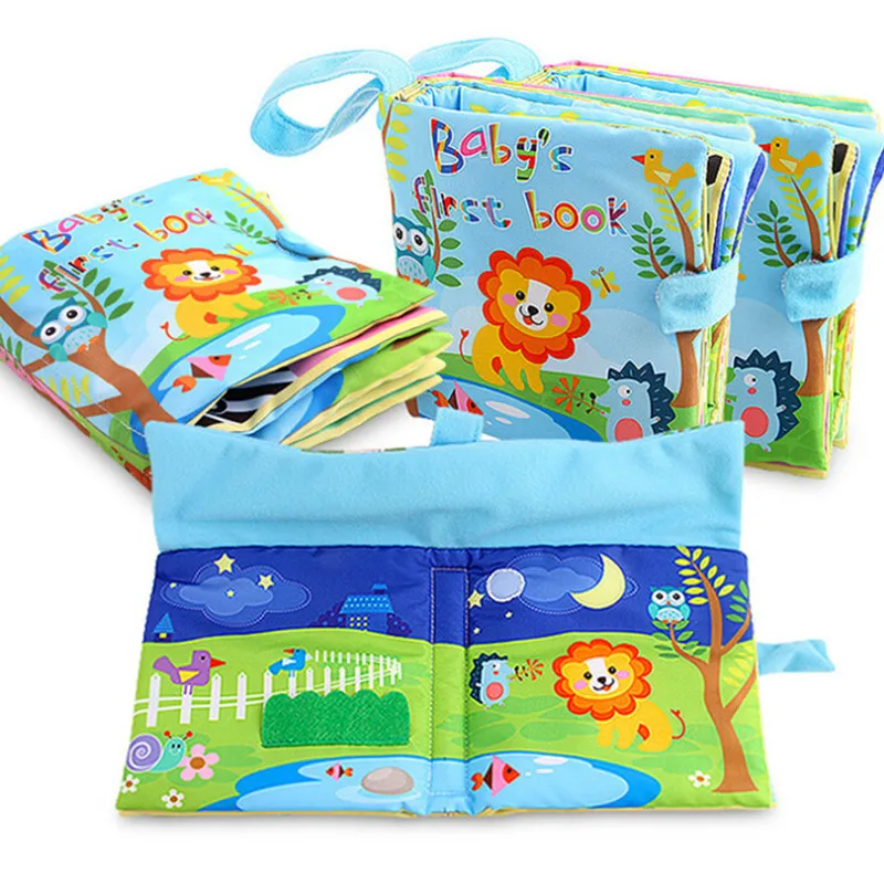 Детские погремушки мобильные игрушки мягкая книга из ткани о животных