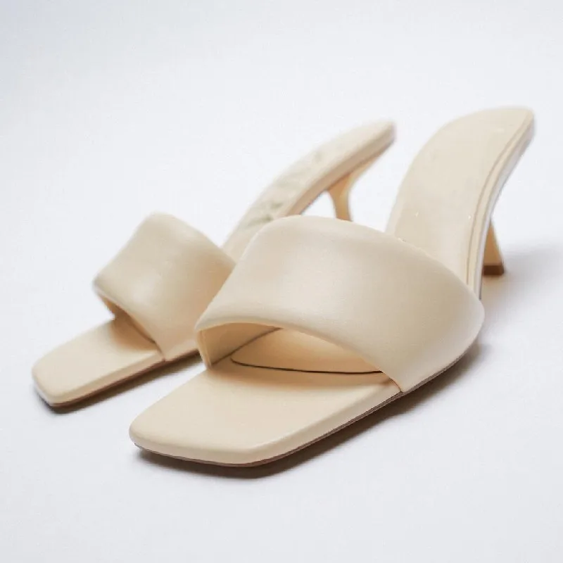 LMCAVASUN Новинка лета 2021 женские тапочки на высоком каблуке с открытым носком