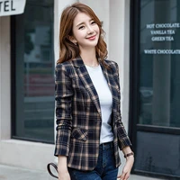 autumn new women leisure suit coat korean vintage women jackets plaid 3xl black white clothes for office lady