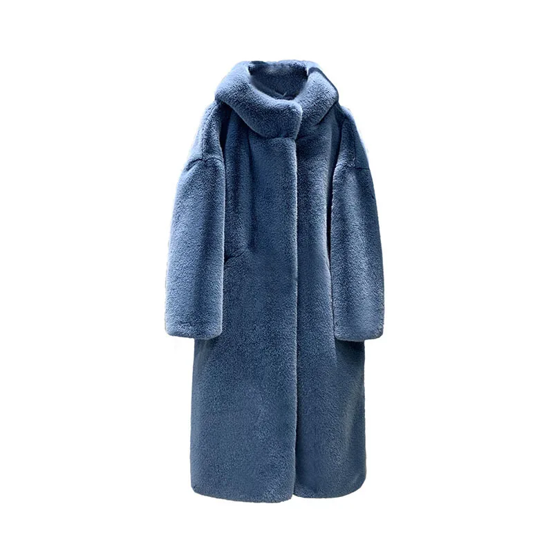 

2021 New Winter Thick Warm Faux Fur Jacket Ladies Female Hooded Loose Plush Coat Oversized Faux Mink Fur Coat Women Long Coat