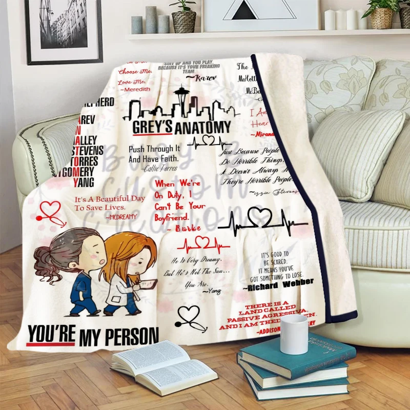

3 Size Grey's Anatomy Friendship Blanket High Quality Flannel Warm Soft Plush on The Sofa Bed Blanket Suitable