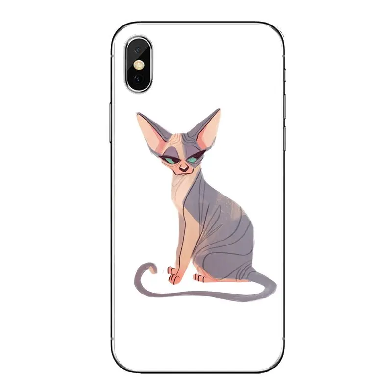 Кошка Сфинкс kitty для iPhone XS Max XR X 4 4S 5 5S 5C SE 6 6S 7 8 плюс samsung Galaxy J1 J3 J5 J7 A3 A5 прозрачный