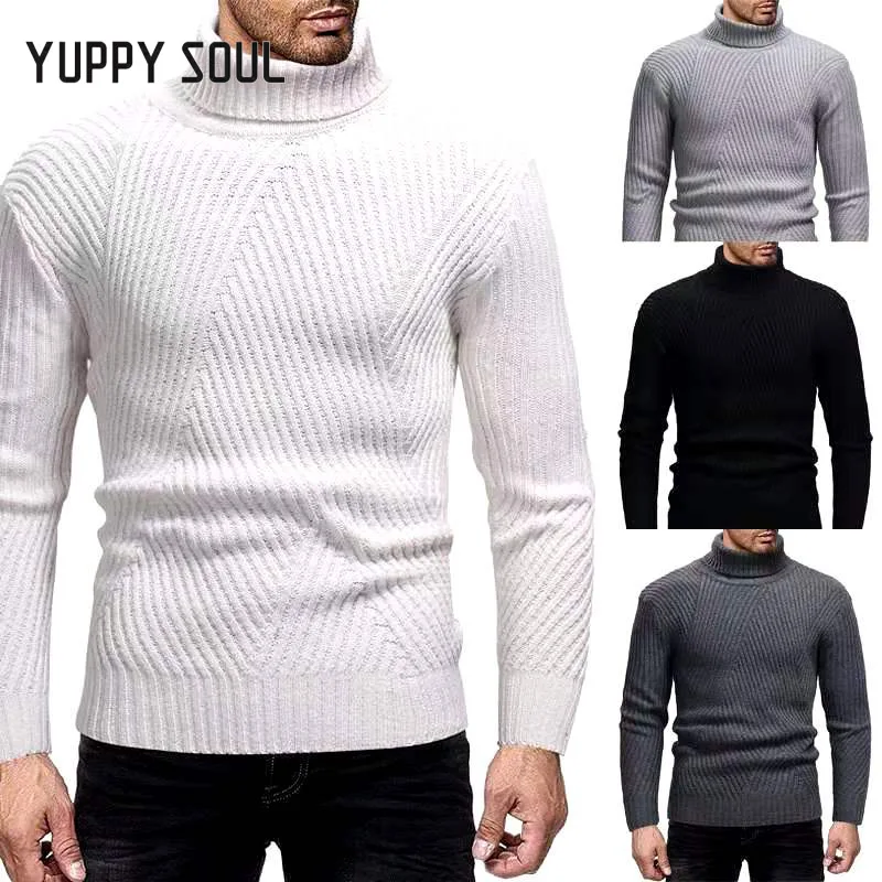 

Yuppy Soul Mens Turtleneck Sweaters and Pullovers Winter Casual Solid Knitted Turtleneck Wool Sweater Fashion Men Pullover Homme