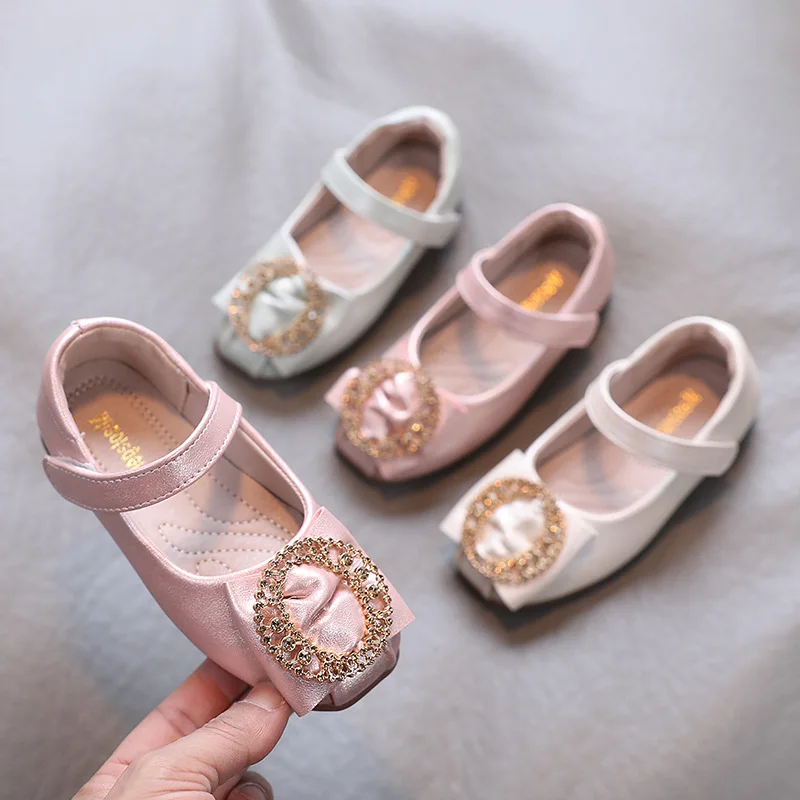 

2021 Rhinestone Girl Elegant Party Dress Leather Shoe Children'S For Girls Spring Princess Shoe Kids 3 4 5 6 7 8 9 10 11 12 Year