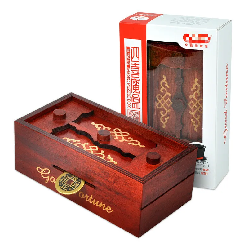 Деревянная коробка 2021 секретный трюк умный отсек волшебные деньги Подарочная