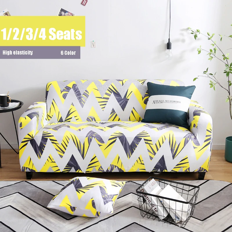 

Striped Winter Sofa Cover for Living Room Elastic Printed Sofa Towel L-shape Slipcover Decor Sectional Couch Cover 1/2/3/4 Seat