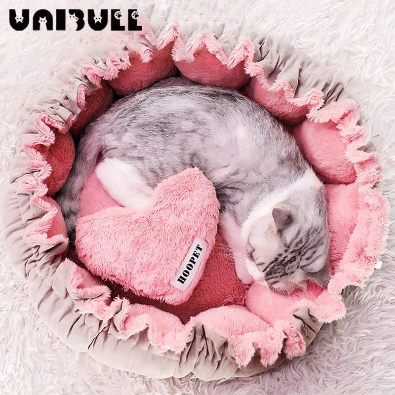 

Новейшие модели 2021, милая розовая кровать для кошек, подстилка под кровать, осень/зима, милый дом для кошек, розовый уютный домик для кошек и ...