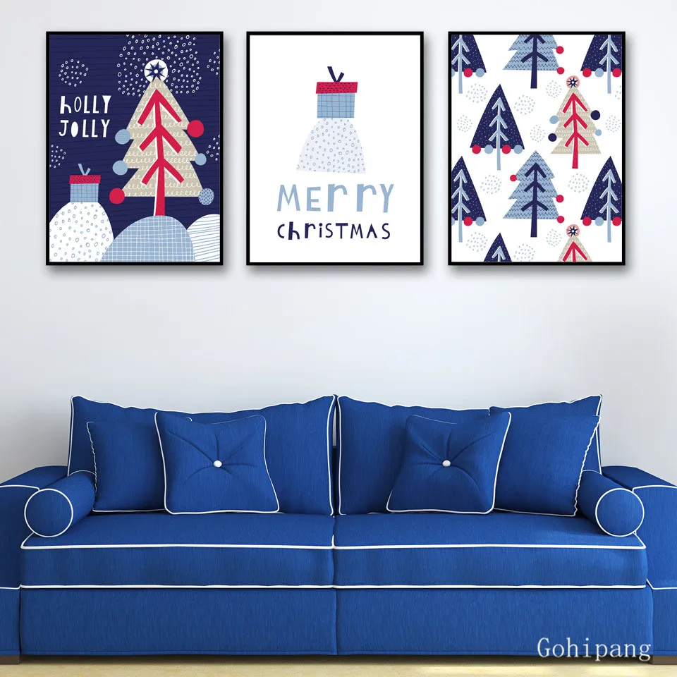 Рождественские украшения для дома Дерево стены Искусство Холст плакат живопись