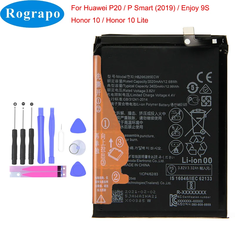 Оригинальный аккумулятор 3400 мА/ч HB396285ECW для Huawei P Smart (2019) / Enjoy 9S Honor 10 Lite POT-LX1 POT-LX3 AL00