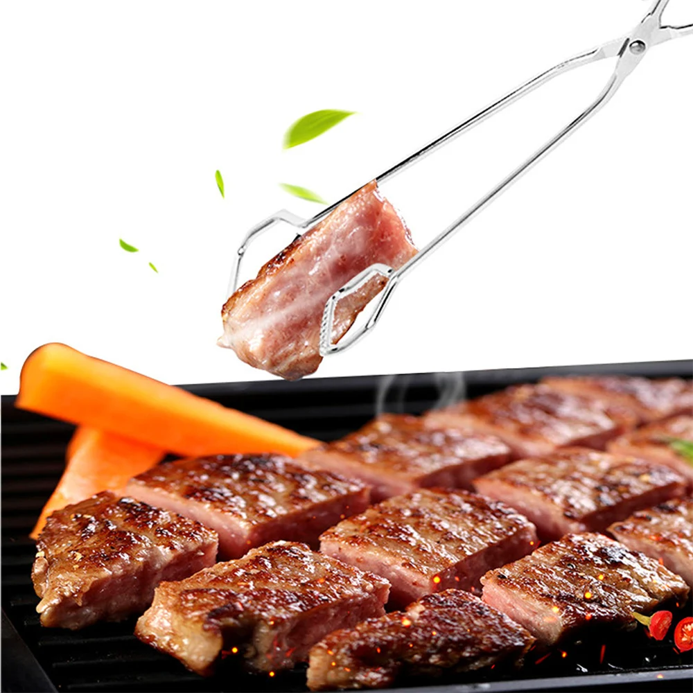 

Scissor Tongs Stainless Steel BBQ Tools Grilling Tong For Cooking, Barbecue Plastic Handle Durable