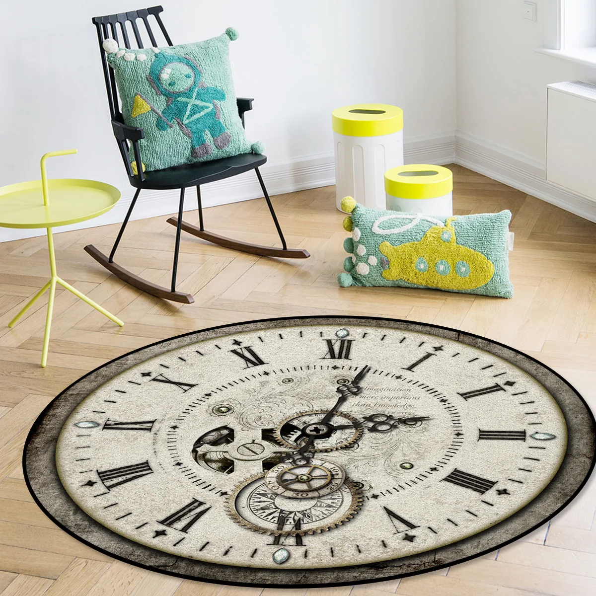 Круглые ретро коврики с часами для кровати Нескользящие Коврики гостиной