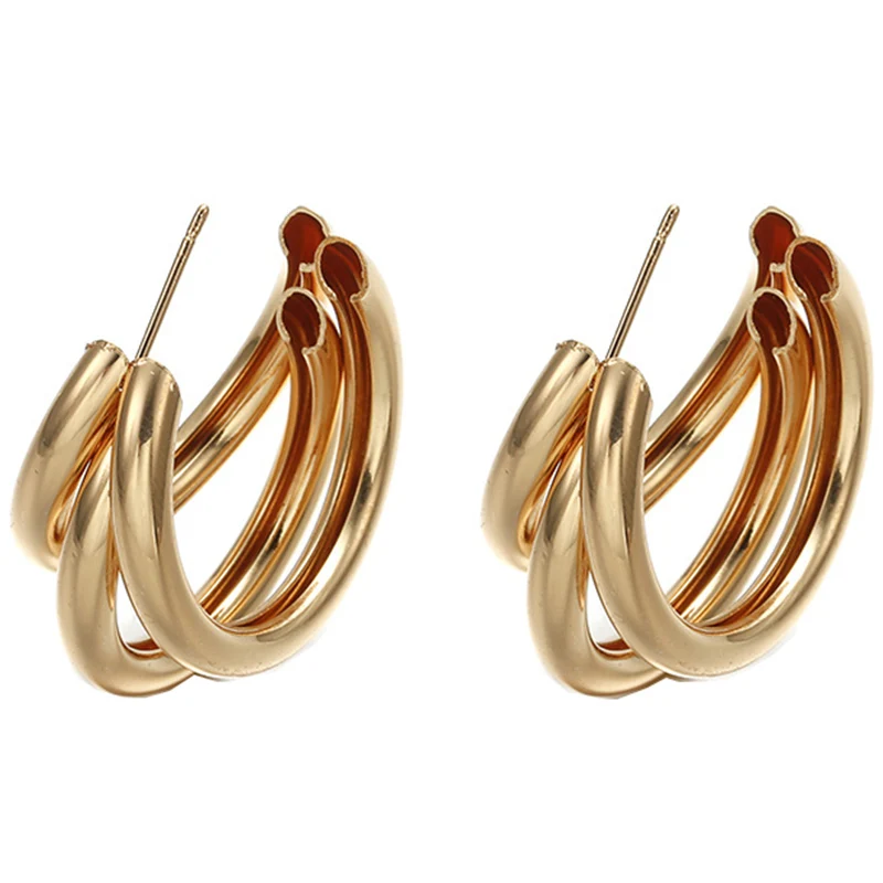 

Fashion Korean Metal Elegant Hoop Earring Woman 2020 New Vintage Gold Color Geometric Statement Earrings Jewelry Gift
