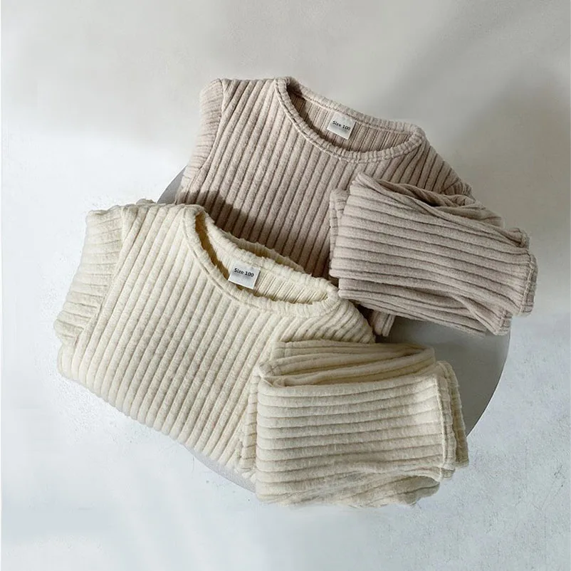 Фото Осенне-зимний комплект одежды для маленьких мальчиков и девочек теплый свитер с