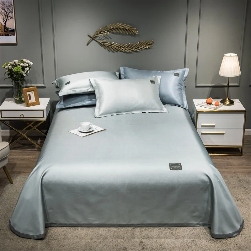 2021 neueste Produkte Reine Farbe Bestickt eis Seide Matte Bett Abdeckung ausgestattet blatt Kissen 3 stücke Luxus Bettwäsche Silber Grau