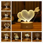 Акриловый светодиодный ночсветильник, 3D лампа с питанием от USB, украшение для Дня Святого Валентина, свадьбы, вечеринки, дома, в форме сердца, подарок на день рождения