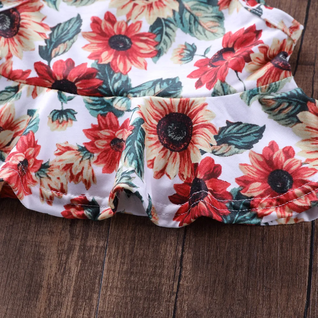 Комплект одежды для маленьких девочек из 3 предметов майка с подсолнухами и